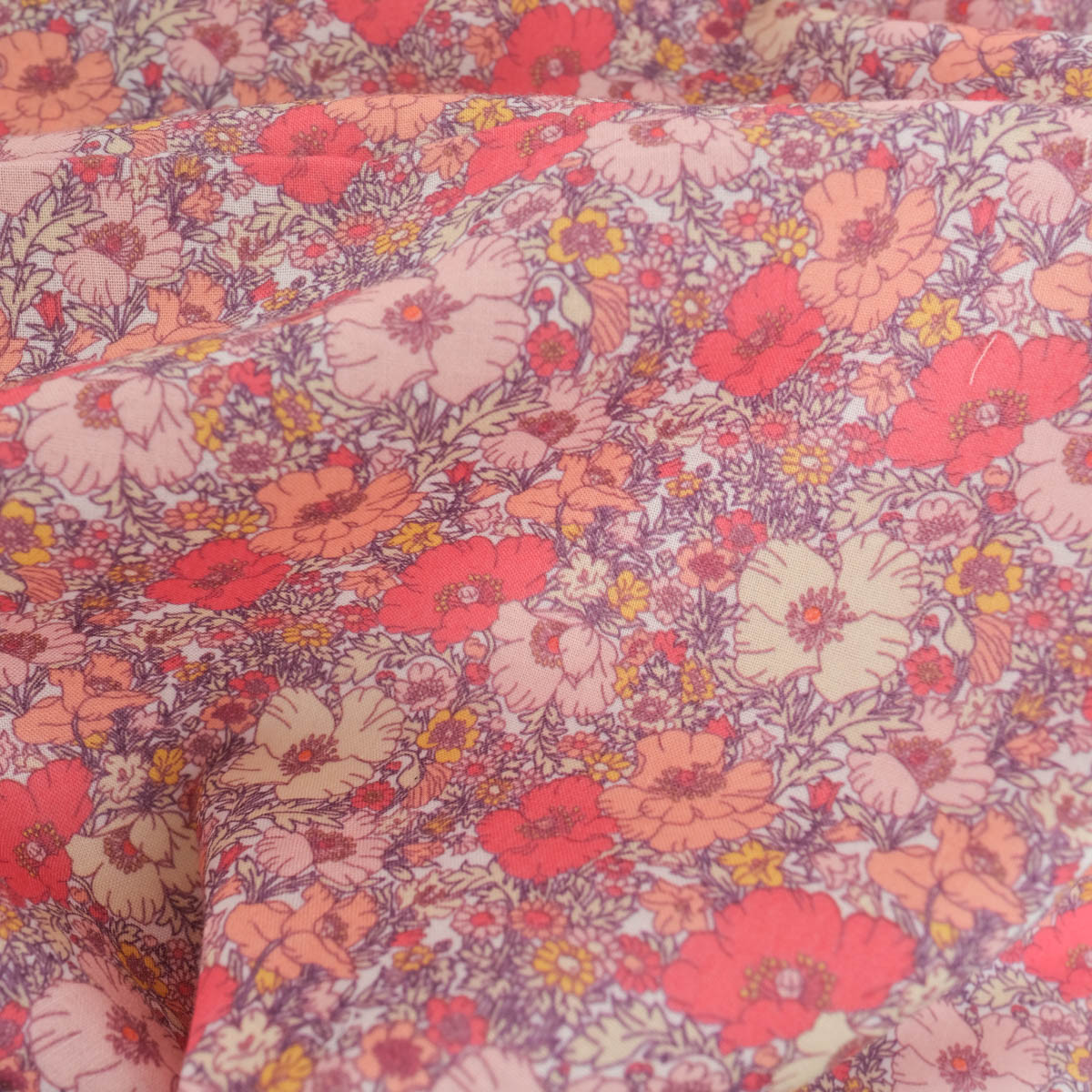 Bedrukte katoenen sluier Lula, blauw en roze op een kaki achtergrond - Maison Klem